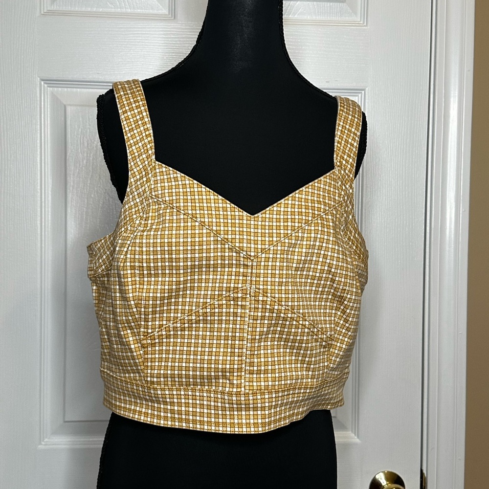 Madewell | Denim Supercrop Tank Top in Mini Check - Picture 8 of 11